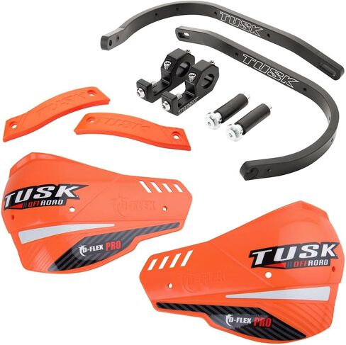 TUSK D-Flex Pro Handguards Black Bar/Orange Plastics – Universal Aluminum Fit for 7/8″ Handlebars – Dirt Bike MX Motocross ADV Adventure Motorcycle in Saudi Arabia