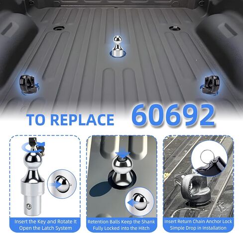 60692 طقم ربط عنق الإوزة بنظام Puck مع كرة ربط 2-5/16 بوصة متوافقة مع 2013-2025 F250 F350 F450، 2016-2025 GMC 2500HD 3500HD، Titan XD، مع حقيبة تخزين متينة in Kuwait