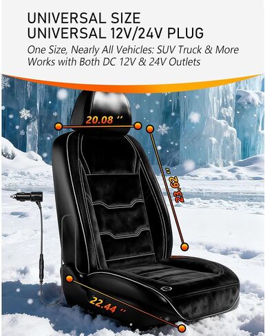 Plush Fluffy Car Seat Cover for Winter, Universal Front Seat Cushion, Non-Slip Fuzzy Seat Cover for Car Truck SUV Van, Soft Fleece Seat Protector (Black-1, Warm, 1PCS) in Saudi Arabia