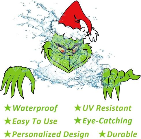 Christmas Cartoon Stickers for Cars, Cute Dog Xmas Design Car Decals Waterproof PVC Windshield Stickers for Christmas Car Decorations Accessories in Saudi Arabia