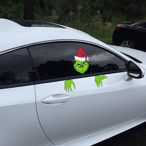 Christmas Cartoon Stickers for Cars, Cute Dog Xmas Design Car Decals Waterproof PVC Windshield Stickers for Christmas Car Decorations Accessories in Saudi Arabia