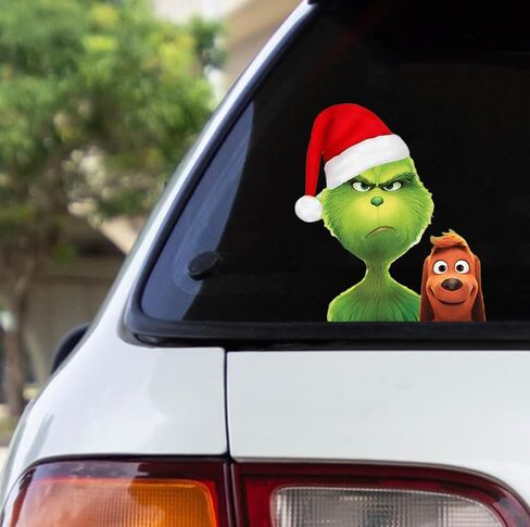 Christmas Cartoon Stickers for Cars, Cute Dog Xmas Design Car Decals Waterproof PVC Windshield Stickers for Christmas Car Decorations Accessories in Saudi Arabia