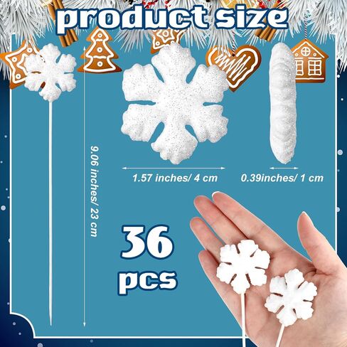 DoubleFill 36 جهاز كمبيوتر شخصى عيد الميلاد رغوة ندفة الثلج يختار بريق رغوة الثلج يختار شجرة ديكور زهرية الحشو بريق منتفخ للثلج عيد الميلاد الديكور لوازم الحفلات (أبيض) in Kuwait