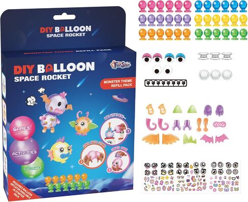 PINSHILE DIY Space Magic Balloon Craft Kit, Sticker Decorated Balloons Toy for Kids, Rocket Air Pump Fun with Balloon Monster Pals, DIY Creative Activity, Birthday Gifts for Girls Boys Ages 3+ in Saudi Arabia