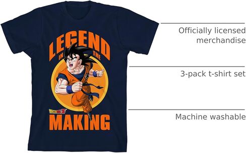 تي شيرت Dragon Ball Z Legend in The Make Youth مكون من 3 تي شيرتات بأكمام قصيرة ورقبة دائرية متعددة الألوان in Saudi Arabia