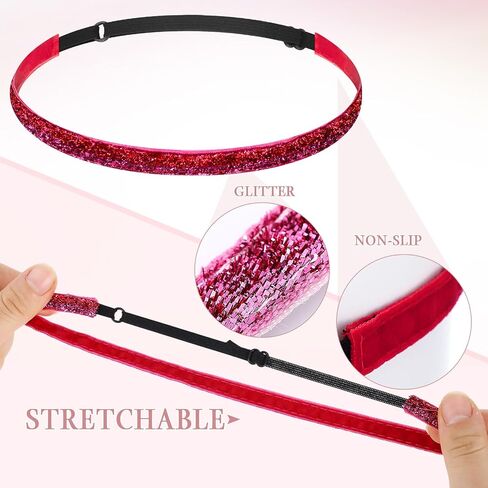 10 Pcs Glitter Non Slip Running Headbands Elastic Girls Sports Velvet Sparkly Fabric Stretchy Shiny Headbands Pack Workout Fashion Hair Accessories for Teen Girl Women Party Favors(0.4 Inches/ 1 cm) in Saudi Arabia