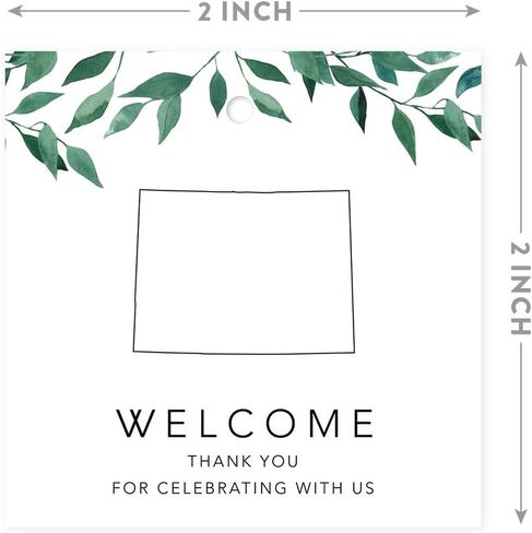 Andaz Press OOT Out of Town Wedding Gift Favor Bag Tags, 2-inch Square, Greenery Green Leaves Theme, Colorado, Welcome, Thank You For Celebrating With Us, 24-Pack in Saudi Arabia