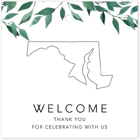 Andaz Press OOT Out of Town Wedding Gift Favor Bag Tags, 2-inch Square, Greenery Green Leaves Theme, Colorado, Welcome, Thank You For Celebrating With Us, 24-Pack in Saudi Arabia
