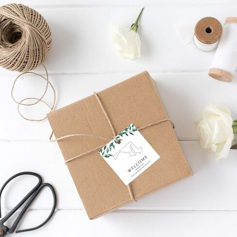 Andaz Press OOT Out of Town Wedding Gift Favor Bag Tags, 2-inch Square, Greenery Green Leaves Theme, Colorado, Welcome, Thank You For Celebrating With Us, 24-Pack in Saudi Arabia