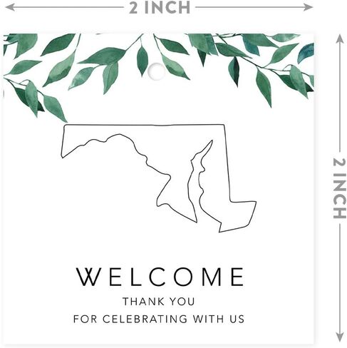 Andaz Press OOT Out of Town Wedding Gift Favor Bag Tags, 2-inch Square, Greenery Green Leaves Theme, Colorado, Welcome, Thank You For Celebrating With Us, 24-Pack in Saudi Arabia