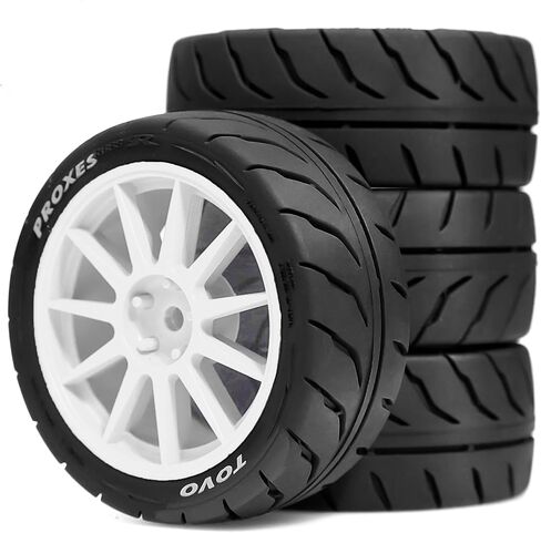 1/10 RC On Road Racing Tires and Wheels 12mm Hex OD 2.72'' RC Rally Street Tyres for 1:10 Scale Touring Drift Car Tamiya TT01 TT02 XV01 TA06 A959 PTG2 HPI KYOSHO HSP Traxxas 4PCS (White) in Saudi Arabia