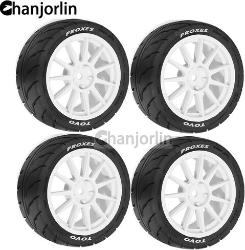1/10 RC On Road Racing Tires and Wheels 12mm Hex OD 2.72'' RC Rally Street Tyres for 1:10 Scale Touring Drift Car Tamiya TT01 TT02 XV01 TA06 A959 PTG2 HPI KYOSHO HSP Traxxas 4PCS (White) in Saudi Arabia