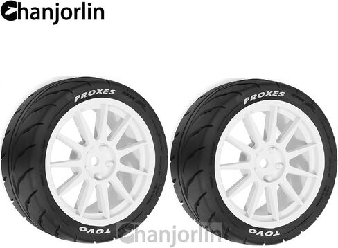 1/10 RC On Road Racing Tires and Wheels 12mm Hex OD 2.72'' RC Rally Street Tyres for 1:10 Scale Touring Drift Car Tamiya TT01 TT02 XV01 TA06 A959 PTG2 HPI KYOSHO HSP Traxxas 4PCS (White) in Saudi Arabia