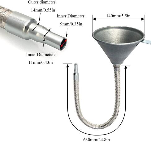 Riloer Spout Funnel 24.8" Long Flexible Hose and Strainer, Universal Steel Priming Funnel for All Oils,Water, Diesel Fuel and Other Liquids in Saudi Arabia