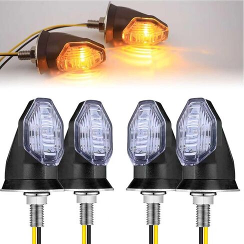 إشارات الانعطاف للدراجة النارية: 8 مم إشارات الانعطاف الأمامية والخلفية العالمية للدراجة النارية LED-العنبر مع عدسة مدخنة للدراجات النارية والدراجات النارية (4 قطع) in Kuwait