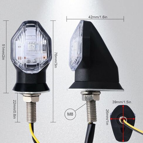 إشارات الانعطاف للدراجة النارية: 8 مم إشارات الانعطاف الأمامية والخلفية العالمية للدراجة النارية LED-العنبر مع عدسة مدخنة للدراجات النارية والدراجات النارية (4 قطع) in Kuwait