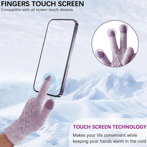 Women/Men Thick Warm Touchscreen Glove, Wool Knit Fleece Lined Touch Screen Hand Glove For Winter Cold Weather W-G-G1 in Kuwait