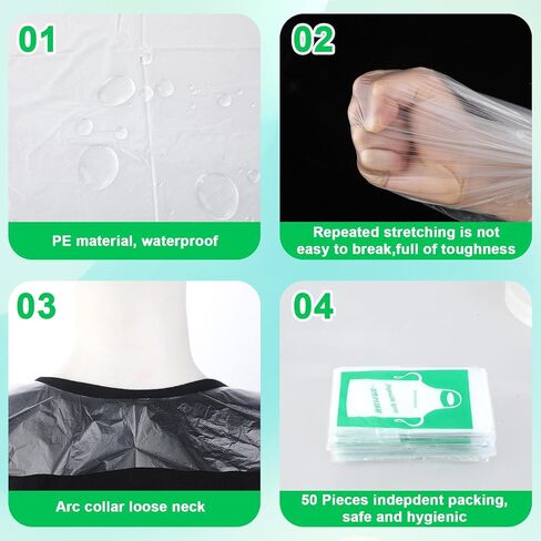 Vin Beauty 25 Pieces Disposable Art Aprons for Kids, Clear Plastic Aprons Disposable Waterproof Oil Proof Toddler Art Apron Children Cooking Apron for Cooking Eating Teaching DIY Craft Picnic in Saudi Arabia