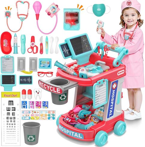 Doctor Kit for Toddlers - Pretend Doctor Play Set for Kids - Role Play Medical Toys with Costume and Stethoscope - Dress Up Doctor Kit for 3 4 5 6 7 8 9 Year Old Boys Girls Christmas Birthday Gift in Saudi Arabia