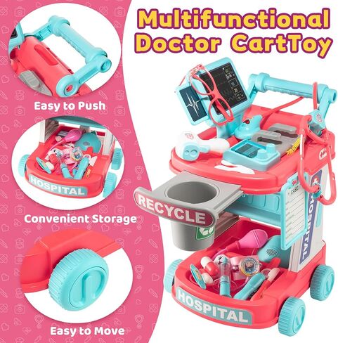 Doctor Kit for Toddlers - Pretend Doctor Play Set for Kids - Role Play Medical Toys with Costume and Stethoscope - Dress Up Doctor Kit for 3 4 5 6 7 8 9 Year Old Boys Girls Christmas Birthday Gift in Saudi Arabia