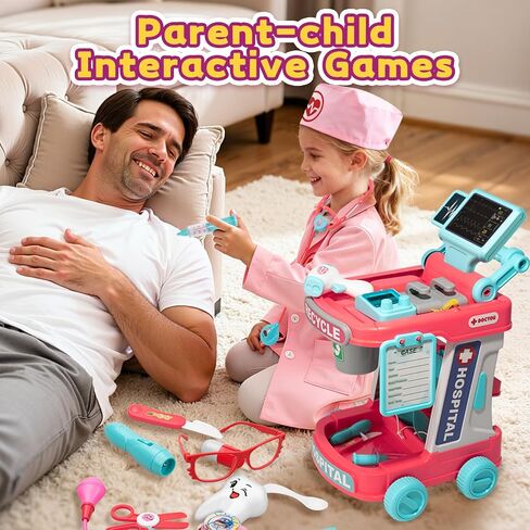 Doctor Kit for Toddlers - Pretend Doctor Play Set for Kids - Role Play Medical Toys with Costume and Stethoscope - Dress Up Doctor Kit for 3 4 5 6 7 8 9 Year Old Boys Girls Christmas Birthday Gift in Saudi Arabia