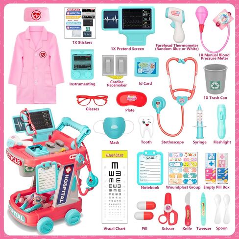 Doctor Kit for Toddlers - Pretend Doctor Play Set for Kids - Role Play Medical Toys with Costume and Stethoscope - Dress Up Doctor Kit for 3 4 5 6 7 8 9 Year Old Boys Girls Christmas Birthday Gift in Saudi Arabia
