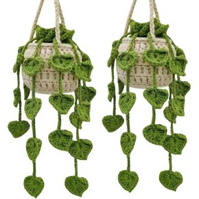 Adorable Crochet Monstera Plant for Car Rearview Mirror - Cute Handmade Hanging Boho Decoration Accessories for Rear View Mirror - Ornament Gift for Plant Lovers (Monstera (1 Pack)) in Kuwait