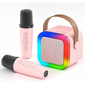 Mini Karaoke Machine for Kids,Portable Bluetooth Speaker with 2 Wireless Microphones,Toddler Music Player Toys,Easter Birthday Gifts for 3,4,5,6,7,8,9,10,11,12+Years Old Girls Boys in Saudi Arabia