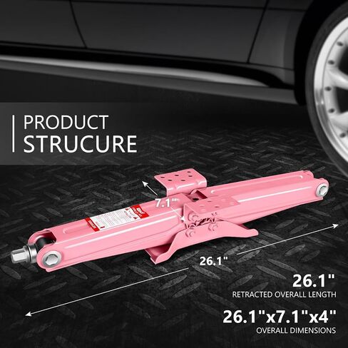 DNA Motoring 2-Pack 5000lbs RV Trailer Stabilizer Leveling Scissor Jacks with Speed Crank Handle, 4-24" Height,Set of 2, Pink, TOOLS-00330-PK in Saudi Arabia