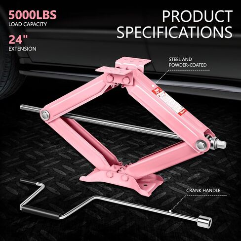 DNA Motoring 2-Pack 5000lbs RV Trailer Stabilizer Leveling Scissor Jacks with Speed Crank Handle, 4-24" Height,Set of 2, Pink, TOOLS-00330-PK in Saudi Arabia
