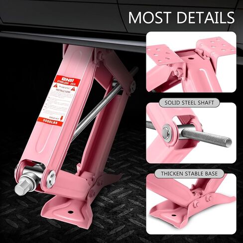DNA Motoring 2-Pack 5000lbs RV Trailer Stabilizer Leveling Scissor Jacks with Speed Crank Handle, 4-24" Height,Set of 2, Pink, TOOLS-00330-PK in Saudi Arabia