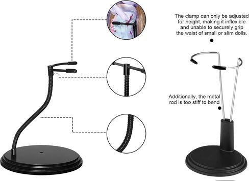 3Pcs Clear Adjustable Doll Stand Fits 4,5,6,7 and 8 Inch Dolls Or Action Figures，Doll Display Stand with Flexible Waist Clip and Bendable Metal Arm. in Kuwait