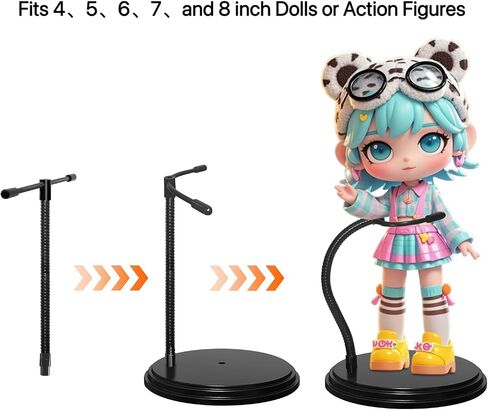 3Pcs Clear Adjustable Doll Stand Fits 4,5,6,7 and 8 Inch Dolls Or Action Figures，Doll Display Stand with Flexible Waist Clip and Bendable Metal Arm. in Kuwait