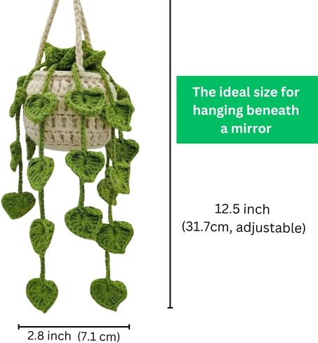 Adorable Crochet Monstera Plant for Car Rearview Mirror - Cute Handmade Hanging Boho Decoration Accessories for Rear View Mirror - Ornament Gift for Plant Lovers (Monstera (1 Pack)) in Kuwait