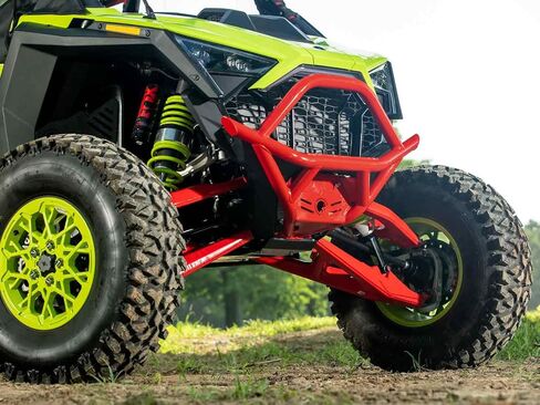 المصد الأمامي SuperATV لـ Polaris RZR Pro R/4، Pro S/4، Turbo R/4 | مصنوعة من أنابيب فولاذية شديدة التحمل، يتم تركيبها مباشرة على الإطار، أحمر، انظر الملاءمة، صنع في الولايات المتحدة الأمريكية in Saudi Arabia