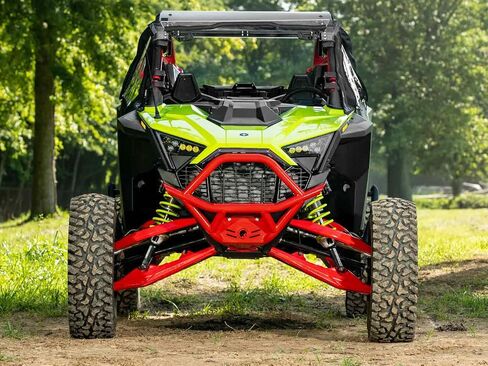 المصد الأمامي SuperATV لـ Polaris RZR Pro R/4، Pro S/4، Turbo R/4 | مصنوعة من أنابيب فولاذية شديدة التحمل، يتم تركيبها مباشرة على الإطار، أحمر، انظر الملاءمة، صنع في الولايات المتحدة الأمريكية in Saudi Arabia
