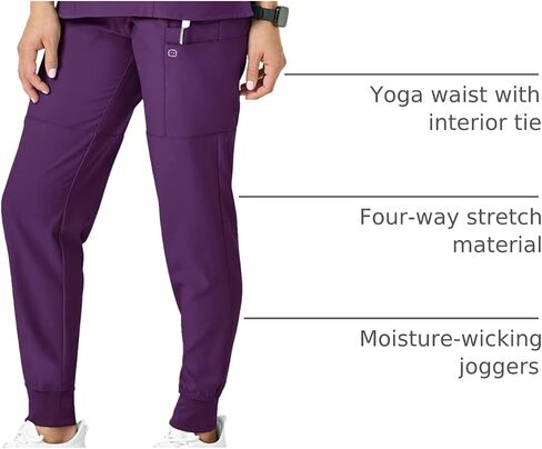Women's Comfort Waist Cargo Jogger Scrub Pant, Eggplant, 1X in Saudi Arabia