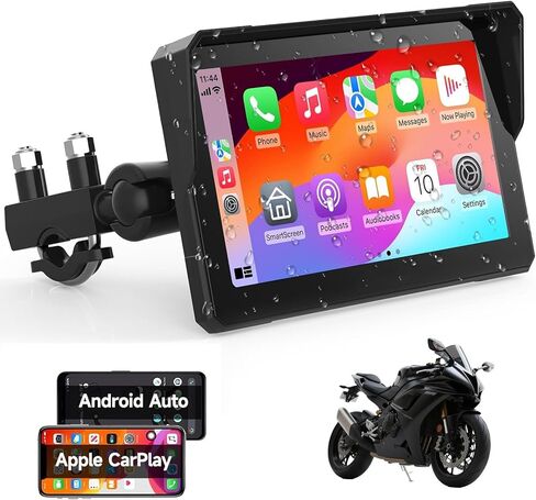 نظام ملاحة GPS Carplay للدراجات النارية لاسلكي مقاس 7 بوصات مع Apple Carplay وAndroid Auto، وشاشة تشغيل Moto Car المحمولة، والملاحة، وSiri، ومساعد Google. in Kuwait