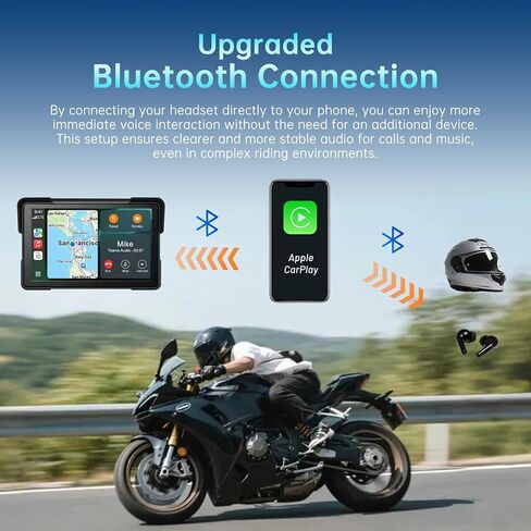 نظام ملاحة GPS Carplay للدراجات النارية لاسلكي مقاس 7 بوصات مع Apple Carplay وAndroid Auto، وشاشة تشغيل Moto Car المحمولة، والملاحة، وSiri، ومساعد Google. in Kuwait