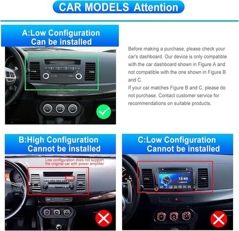 ستيريو سيارة Android لـ Mitsubishi Lancer EX 2010-2017، راديو Carplay Android Auto اللاسلكي، 2G+64G 10.1 بوصة وحدة رأس شاشة تعمل باللمس مع نظام ملاحة GPS WiFi Bluetooth Mirror Link FM RDS كاميرا احتياطية in Kuwait