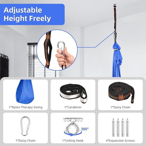 Sensory Joy Swing for Kids, Elastic and Soft Fabric Therapy Swing for Autism, ADHD, Asperger – Indoor Outdoor Sensory Swing for Children, Cozy Cuddle Hammock Chair Autism Swings Indoor（Jewelry Blue） in Saudi Arabia