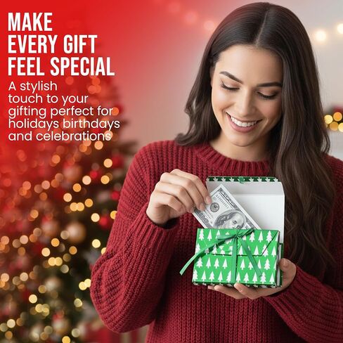 Iconikal Christmas Holiday Foil Embossed Gift Card Holder Boxes with Ribbon, Set of 9 in Kuwait