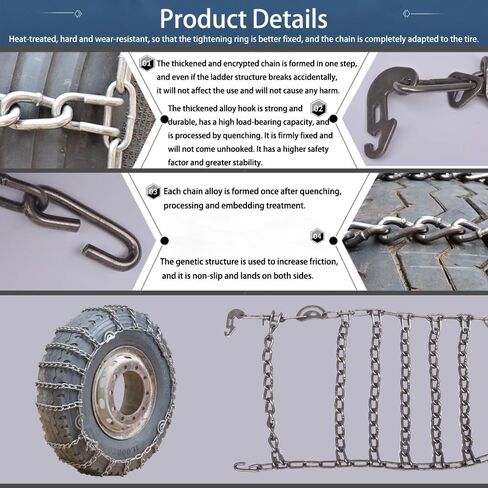 2pc Snow Chains for Semi Trucks Snow Chains for Car Tires Universal Tire Chains for SUV Trucks Pickup Trucks Semi Trucks Van Dually Trucks ATV Light Truck 9mm_9R22.5 9mm 9.00-20 in Saudi Arabia