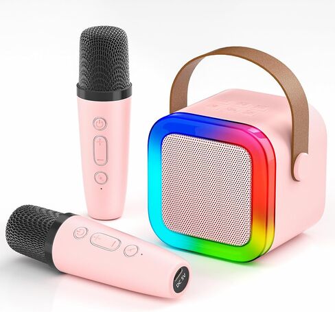 Mini Karaoke Machine for Kids,Portable Bluetooth Speaker with 2 Wireless Microphones,Toddler Music Player Toys,Easter Birthday Gifts for 3,4,5,6,7,8,9,10,11,12+Years Old Girls Boys in Saudi Arabia