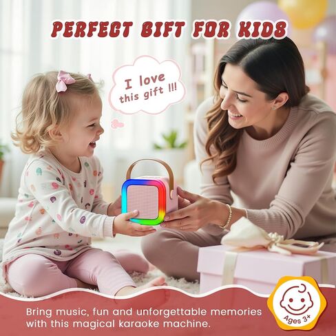 Mini Karaoke Machine for Kids,Portable Bluetooth Speaker with 2 Wireless Microphones,Toddler Music Player Toys,Easter Birthday Gifts for 3,4,5,6,7,8,9,10,11,12+Years Old Girls Boys in Saudi Arabia