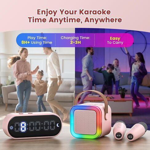 Mini Karaoke Machine for Kids,Portable Bluetooth Speaker with 2 Wireless Microphones,Toddler Music Player Toys,Easter Birthday Gifts for 3,4,5,6,7,8,9,10,11,12+Years Old Girls Boys in Saudi Arabia