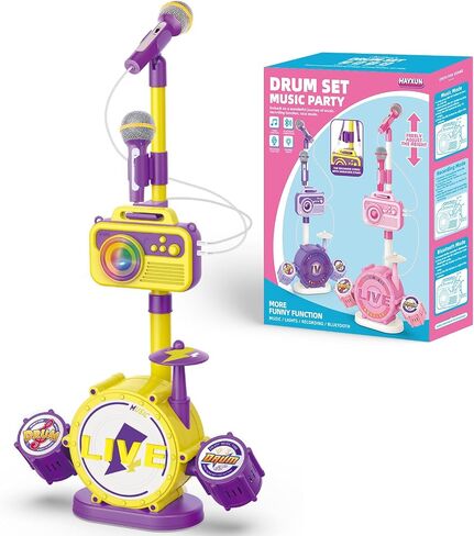 Kids Karaoke Microphone with Adjustable Stand – Bluetooth Kids Karaoke Machine with Lights, Voice Changer, & Recording –Microphones for Singing, Christmas & Birthday Gifts for Girls, Boys -Purple in Saudi Arabia