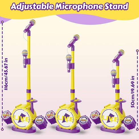 Kids Karaoke Microphone with Adjustable Stand – Bluetooth Kids Karaoke Machine with Lights, Voice Changer, & Recording –Microphones for Singing, Christmas & Birthday Gifts for Girls, Boys -Purple in Saudi Arabia