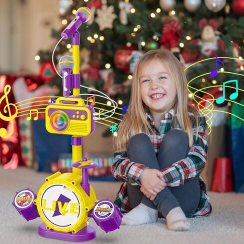 Kids Karaoke Microphone with Adjustable Stand – Bluetooth Kids Karaoke Machine with Lights, Voice Changer, & Recording –Microphones for Singing, Christmas & Birthday Gifts for Girls, Boys -Purple in Saudi Arabia