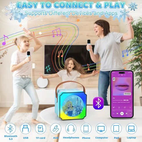 ألعاب للبنات آلة كاريوكي للأطفال، آلة كاريوكي صغيرة للأطفال، ألعاب 3 4 5 6 7 8 9 10 12+، ألعاب بنات من عمر 4 إلى 5 سنوات، ألعاب الأميرة هدايا عيد ميلاد للبنات والأولاد (وردي 2 ميكروفون) in Saudi Arabia